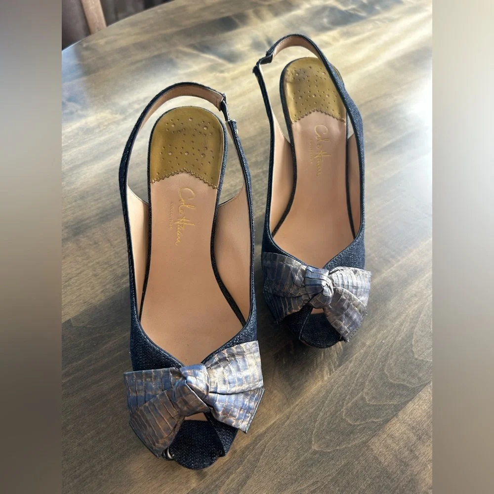 🎀🎀Cole Haan Navy Peep Toe Heels with Bow NIKE AIR